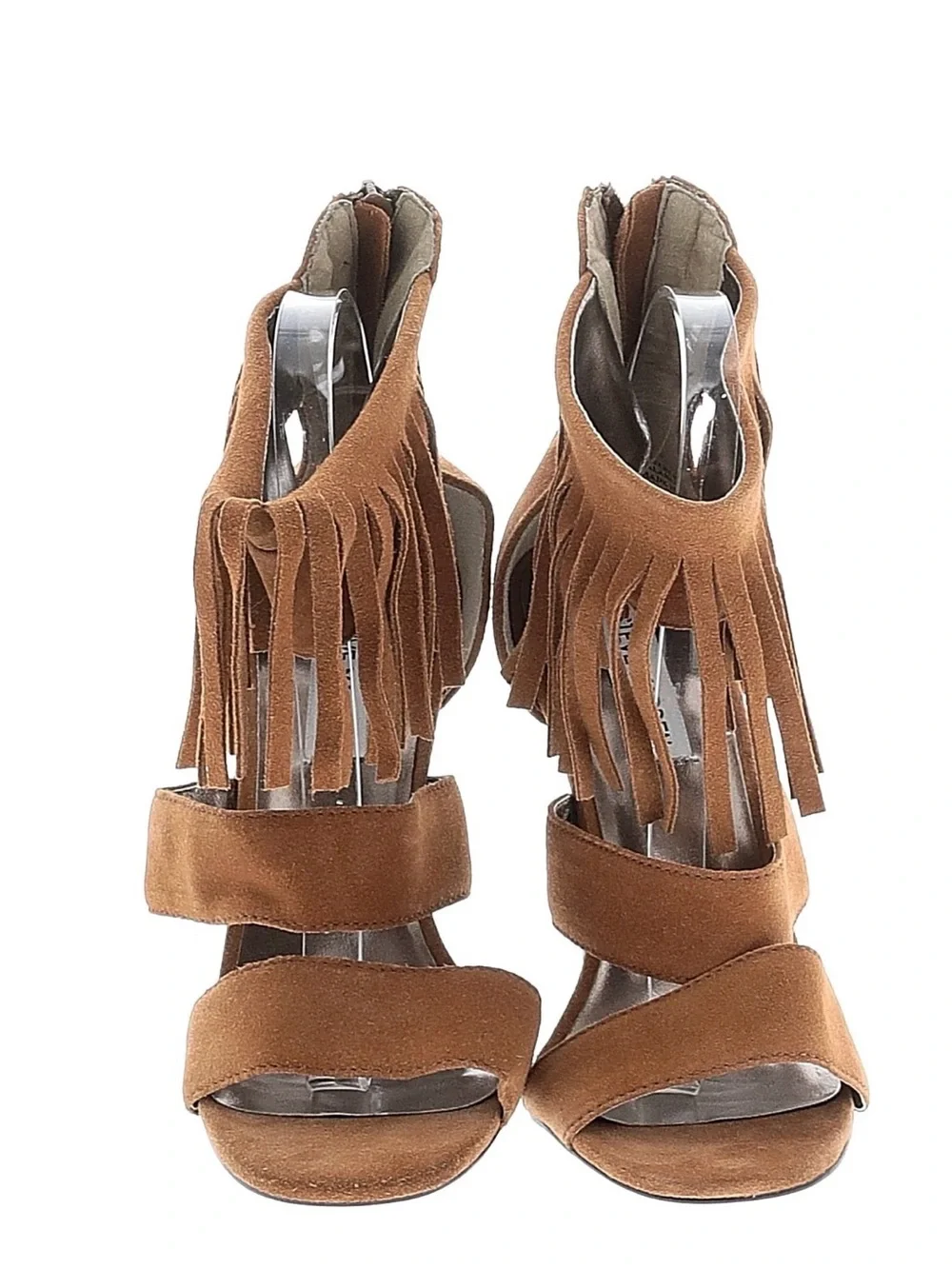 Steve Madden Tan Suede Fringe Stiletto Sandal